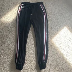 Black striped sweatpants